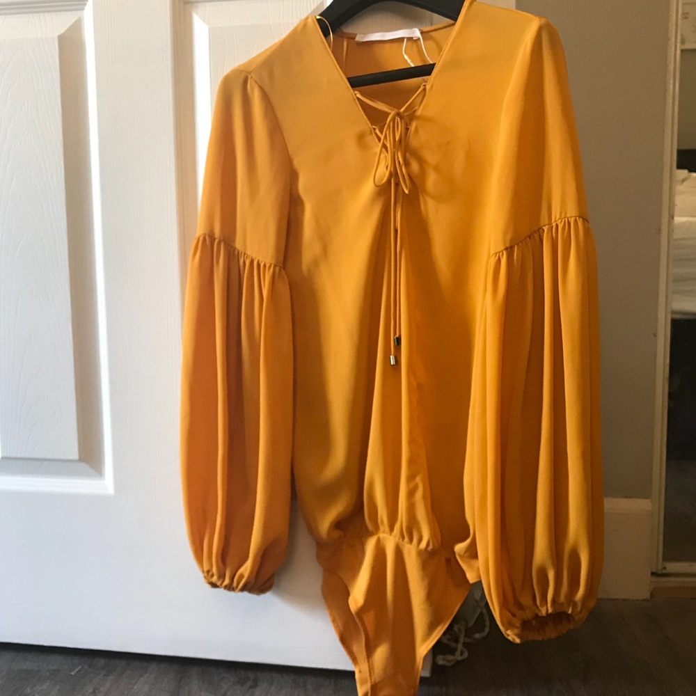 Zara Bell Sleeved Blouse Bodysuit - Marigold